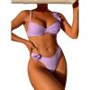 imageFloerns Womens 2 Piece 3D Flower Bikini Swimsuit Push Up Ruched Bathing SuitMauve Purple