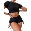 imageFloerns Womens 2 Piece Bathing Suit Drawstring Side Swim Shorts Bikini SwimsuitBlack