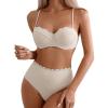 imageFloerns Womens 2 Piece Bikini Sets Scallop Trim High Waisted Bathing Suits