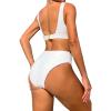 imageFloerns Womens 2 Piece V Neck Solid Underwire Beachwear Bikini Swimsuit Set White Large