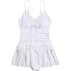 imageFloerns Womens One Piece Swimsuit Cut Out Drawstring Ruched Ruffle Trim MonokiniWhite