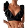 imageFloerns Womens Swimwear Ruffle Trim Bikini Top Bathing Suit Bikini BraletteBlack