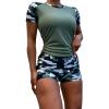 imageFloerns Womens Two Piece Rash Guard Short Sleeve Bathing Suit with BoyshortGreen