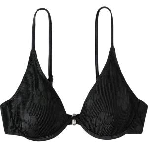 imageFloerns Womens Floral Pattern Underwire Bikini Top Spaghetti Strap Bathing SuitBlack Smock