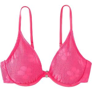 imageFloerns Womens Floral Pattern Underwire Bikini Top Spaghetti Strap Bathing SuitHot Pink