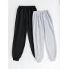 imageFloerns Boys 2 Pcs Solid Basic Drawstring Elastic Waist Jogger SweatpantsBlack and Grey