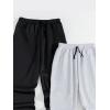 imageFloerns Boys 2 Pcs Solid Basic Drawstring Elastic Waist Jogger SweatpantsBlack and Grey