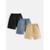 imageFloerns Boys 3 Pcs Drawstring Elastic Waist Solid Straight Leg ShortsBlack Blue Khaki