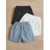 imageFloerns Boys 3 Piece Letter Patched Elastic Waist Drawstring Straight Leg ShortsBlack White Blue