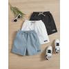 imageFloerns Boys 3 Piece Letter Patched Elastic Waist Drawstring Straight Leg ShortsBlack White Blue