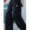 imageFloerns Boys Elastic Waist Street Pants Flap Pocket Side Solid Cargo PantsBlack