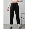 imageFloerns Girls 2 Pcs Elastic Waist Active Running Solid Jogger SweatpantsBlack and White