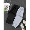 imageFloerns Girls 2 Pcs Elastic Waist Jogger Pants Active Running SweatpantsBlack and Grey