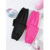 imageFloerns Girls 2 Pcs Elastic Waist Jogger Pants Active Running SweatpantsHot Pink