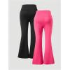imageFloerns Girls 2 Pcs Flare Leg Pants Active High Waist Bell Bottom PantsHot Pink