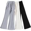 imageFloerns Girls 3 Pcs Flare Leg Split Hem Soft Solid Elastic Waist PantsApricot