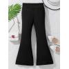imageFloerns Girls Rib Knit Elastic Waist Flare Leg Casual Stretch Long PantsBlack