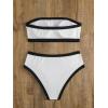 imageFloerns Womens 2 Piece Colorblock Strapless Tube Bra and Cheeky Bottoms Bikini Swimsuit Set Black and White Medium