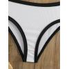 imageFloerns Womens 2 Piece Colorblock Strapless Tube Bra and Cheeky Bottoms Bikini Swimsuit Set Black and White Medium