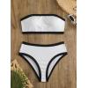 imageFloerns Womens 2 Piece Colorblock Strapless Tube Bra and Cheeky Bottoms Bikini Swimsuit Set Black and White Medium
