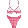 imageFloerns Womens 2 Piece Plaid Print String Underwire Triangle Swimsuit Bikini SetsPink