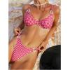 imageFloerns Womens 2 Piece Plaid Print String Underwire Triangle Swimsuit Bikini SetsPink