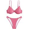 imageFloerns Womens 2 Piece Plaid Print String Underwire Triangle Swimsuit Bikini SetsPink