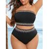 imageFloerns Womens Plus Size 2 Piece Bathing Suit Strapless Bandeau Tube Bikini SetBlack