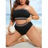 imageFloerns Womens Plus Size 2 Piece Bathing Suit Strapless Bandeau Tube Bikini SetBlack