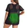 imageFloerns Womens Plus Size 3 Piece High Waist Bikini Swimsuit with Mesh Cover UpGreen