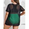 imageFloerns Womens Plus Size 3 Piece High Waist Bikini Swimsuit with Mesh Cover UpMint Green
