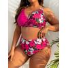 imageFloerns Womens Plus Size Bathing Suit Floral Print Asymmetrical Neck Bikini SetHot Pink