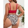 imageFloerns Womens Plus Size Colorblock Drawstring Front High Cut 2 Piece Bathing SuitRed