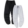 imageFloerns Boys 2 Pcs Solid Basic Drawstring Elastic Waist Jogger SweatpantsBlack and Grey