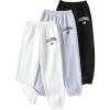 imageFloerns Boys 3 Pcs Elastic Waist Graphic Print Active Jogger SweatpantsBlack Grey White