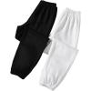imageFloerns Girls 2 Pcs Elastic Waist Jogger Pants Active Running SweatpantsBlack and White