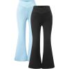 imageFloerns Girls 2 Pcs Flare Leg Pants Active High Waist Bell Bottom PantsBlack and Blue