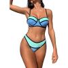 imageFloerns Womens 2 Piece Colorblock Push Up Underwire Summer Swimwear Bikini SetsGreen and Blue