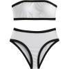 imageFloerns Womens 2 Piece Colorblock Strapless Tube Bra and Cheeky Bottoms Bikini Swimsuit Set Black and White Medium