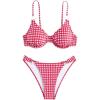 imageFloerns Womens 2 Piece Plaid Print String Underwire Triangle Swimsuit Bikini SetsPink
