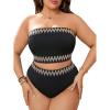 imageFloerns Womens Plus Size 2 Piece Bathing Suit Strapless Bandeau Tube Bikini SetBlack