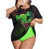 imageFloerns Womens Plus Size 3 Piece High Waist Bikini Swimsuit with Mesh Cover UpGreen