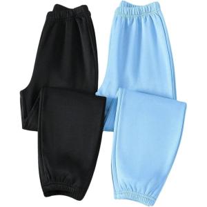 imageFloerns Girls 2 Pcs Elastic Waist Jogger Pants Active Running SweatpantsBlue