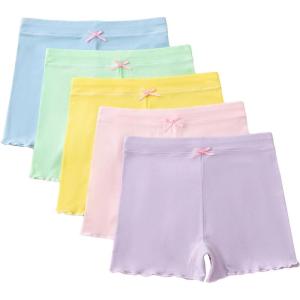 imageFloerns Girls 5 Piece Solid Lettuce Trim Athletic Running Biker ShortsBlue Multi