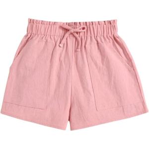 imageFloerns Girls Summer Bow and Real Pocket Elastic Waist Wide Leg Short PantsLight Pink