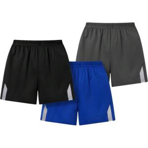 imageFloerns Toddler Boys 3 Pcs Elastic Waist Active Straight Leg Track ShortsBlack