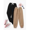 imageFloerns Girls 2 Piece Bow Front Elastic Waist Active Running Jogger SweatpantsBlack Multi