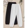 imageFloerns Girls 2 Piece Bow Front Elastic Waist Active Running Jogger SweatpantsBlack and White