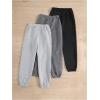 imageFloerns Girls 3 Pcs Elastic Waist Jogger Pants Letter Print SweatpantsDark Grey Multi