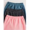 imageFloerns Girls 3 Pcs Elastic Waist Jogger Pants Letter Print SweatpantsPink